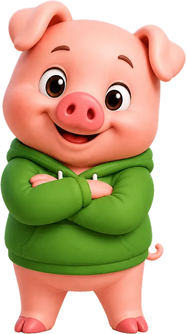 Piggy con los brazos cruzados